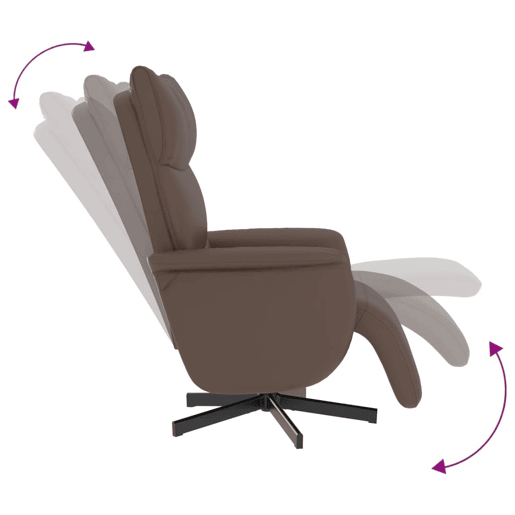 Poltrona reclinável - Poltrona relax c apoio de pés couro artificial castanho Poltrona reclinável - Poltrona relax c apoio de pés couro artificial castanho