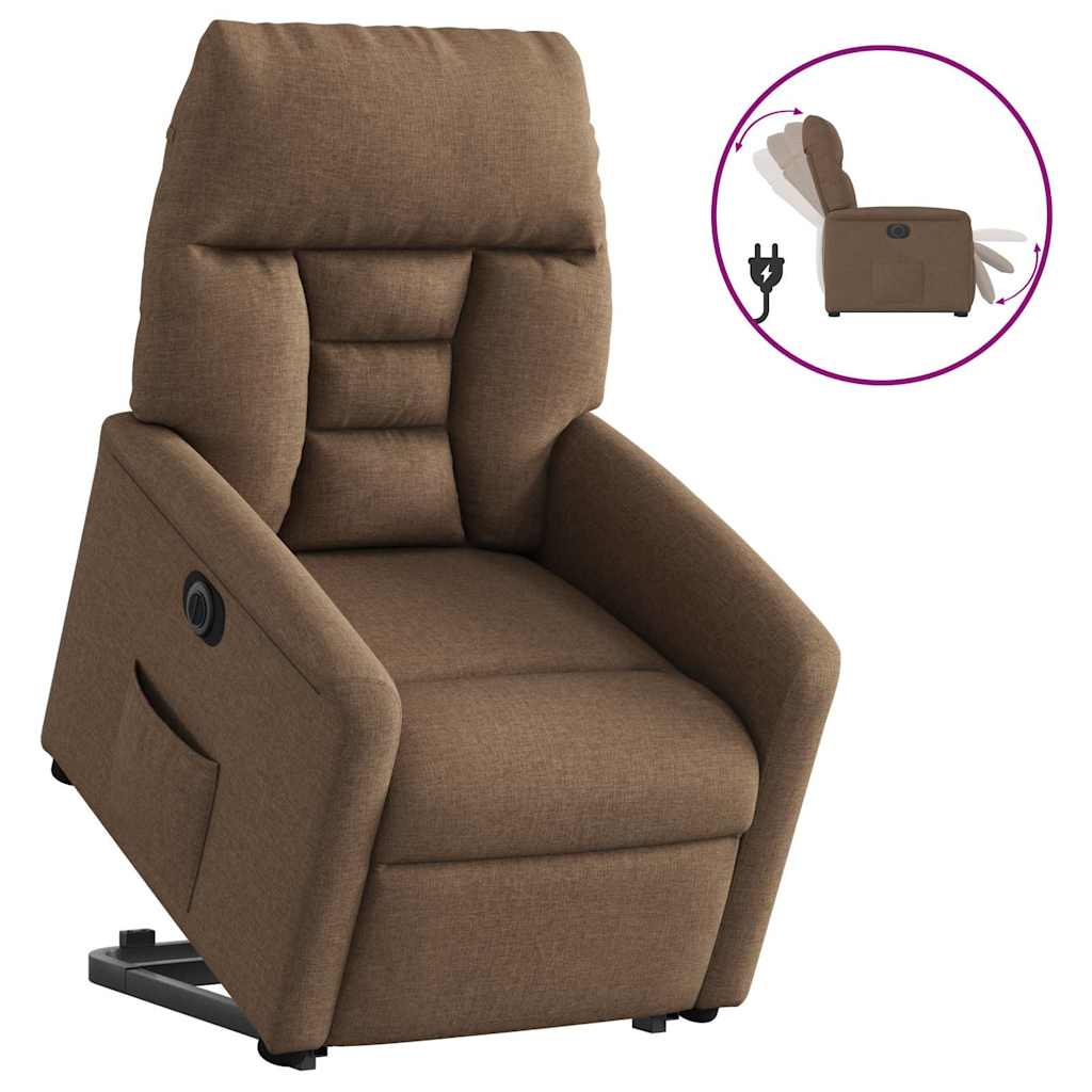 Sillón eléctrico reclinable elevable - sillón relax de tela marrón