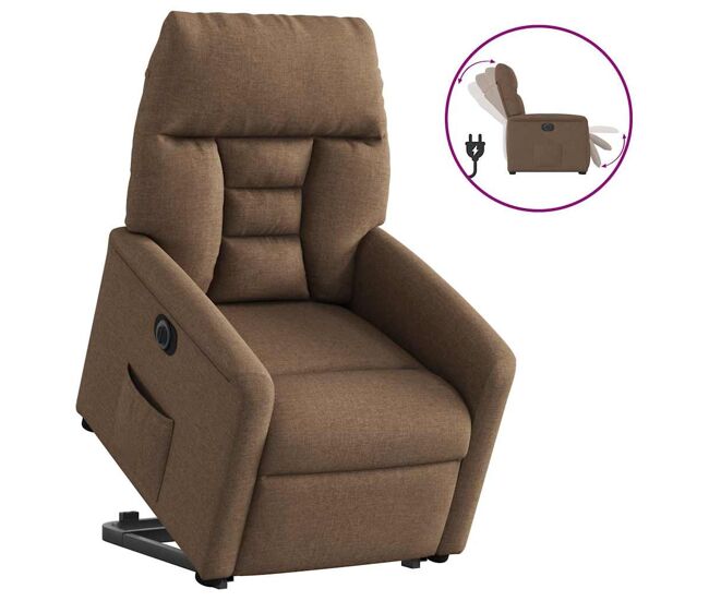 Sillón eléctrico reclinable elevable - sillón relax de tela marrón