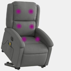 Poltrona elétrica elevatória massagens - Poltrona relax tecido cinzento-escuro