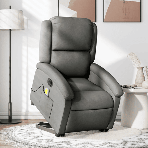 Poltrona elétrica elevatória massagens - Poltrona relax tecido cinzento-escuro