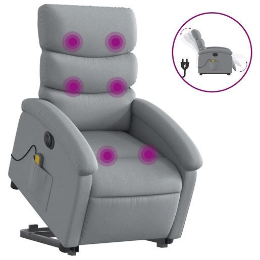 Poltrona elétrica reclinável massagens - Poltrona relax tecido cinzento-claro