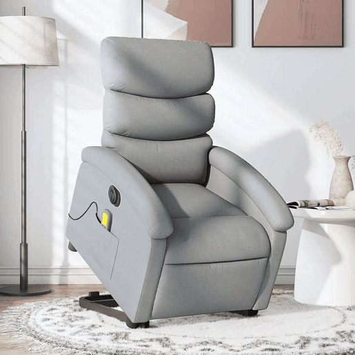 Poltrona elétrica reclinável massagens - Poltrona relax tecido cinzento-claro