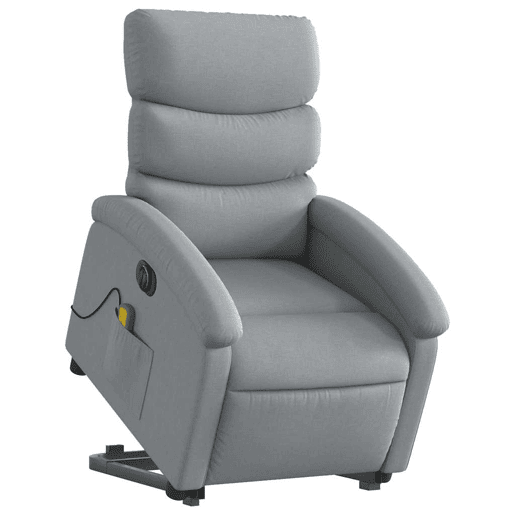 Poltrona elétrica reclinável massagens - Poltrona relax tecido cinzento-claro