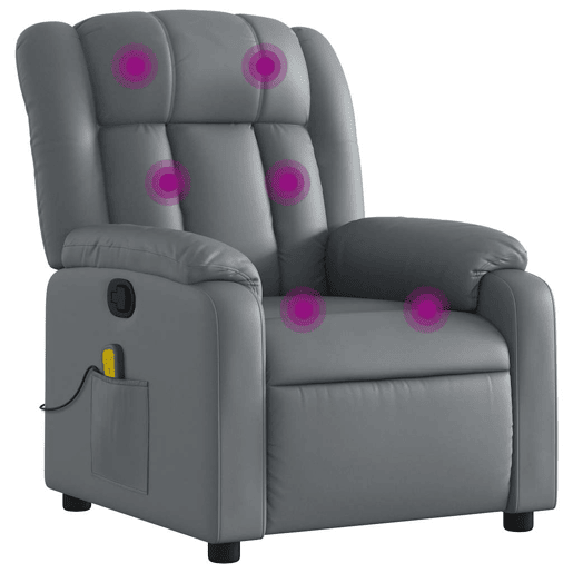 Poltrona de massagens reclinável - Poltrona relax couro artificial cinzento