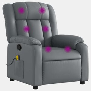 Poltrona de massagens reclinável - Poltrona relax couro artificial cinzento