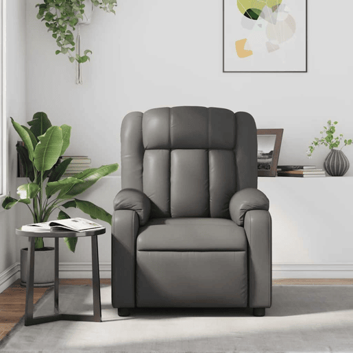 Poltrona de massagens reclinável - Poltrona relax couro artificial cinzento