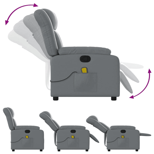 Poltrona de massagens reclinável - Poltrona relax couro artificial cinzento