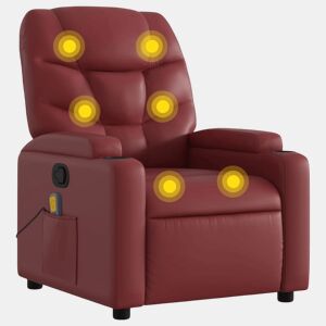 Poltrona massagens reclinável - Poltrona relax couro artificial vermelho tinto