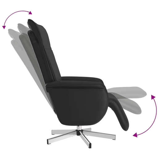 Cadeira reclinável - Poltrona relax com apoio de pés couro artificial preto Cadeira reclinável - Poltrona relax com apoio de pés couro artificial preto