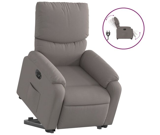 Sillón eléctrico reclinable elevable - sillón relax de tela gris taupe