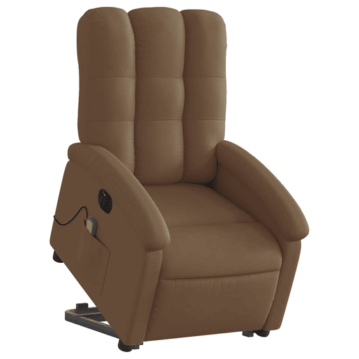 Poltrona elétrica elevatória massagens - Poltrona relax tecido castanho