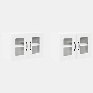 Lote de 2 Armários de cozinha suspendidos - Cozinha modular Colgantes Branco 60 x 31 x 40 cm