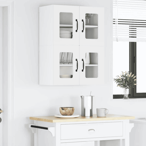 Lote de 2 Armários de cozinha suspendidos - Cozinha modular Colgantes Branco 60 x 31 x 40 cm