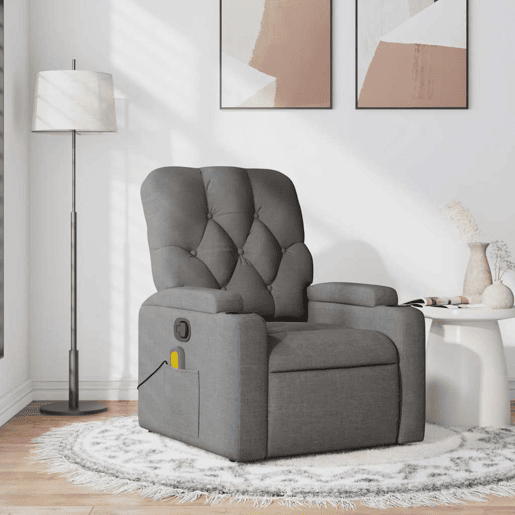 Poltrona de massagens reclinável - Poltrona relax tecido cinzento-escuro