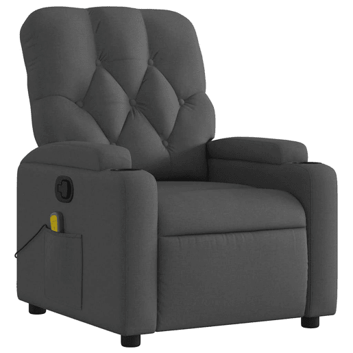 Poltrona de massagens reclinável - Poltrona relax tecido cinzento-escuro