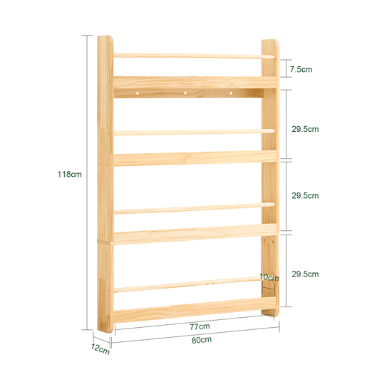 SoBuy KMB08-N Estante de parede Montessori para crianças com 4 prateleiras Estante para crianças Estante para sala de jogos para crianças Natural 80x12x118cm
