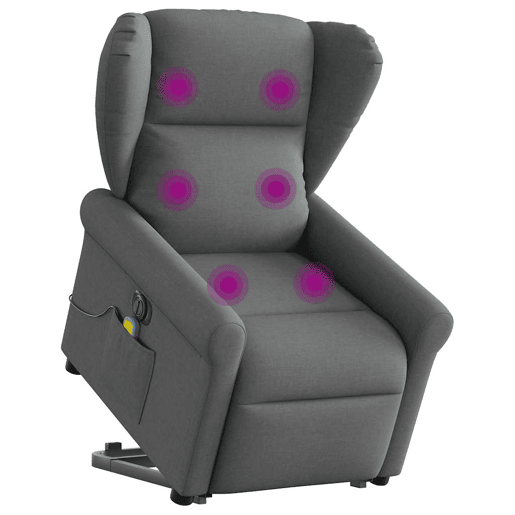 Poltrona elétrica elevatória massagens - Poltrona relax tecido cinzento-escuro