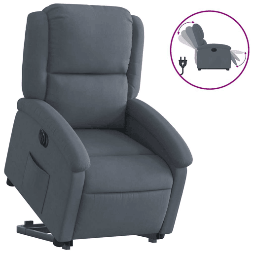 Poltrona reclinável - Poltrona relax elétrica veludo cinzento-escuro