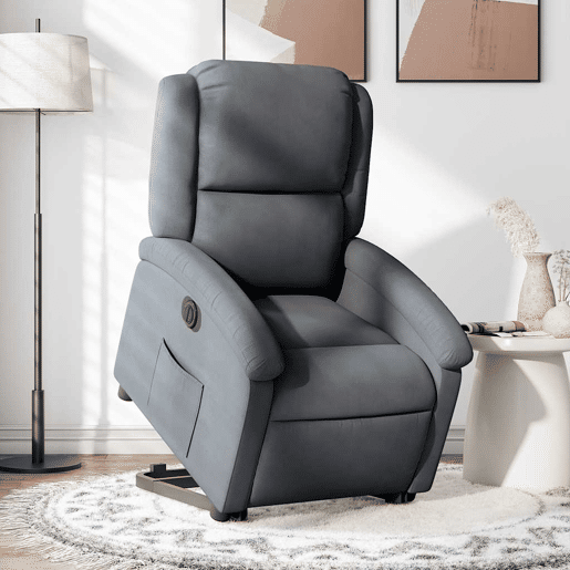 Poltrona reclinável - Poltrona relax elétrica veludo cinzento-escuro