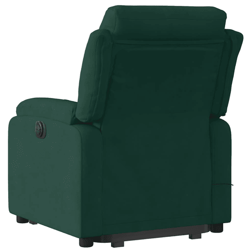 Poltrona massagens elevatória elétrica veludo verde-escuro