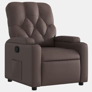 Poltrona reclinável - Poltrona relax couro artificial castanho