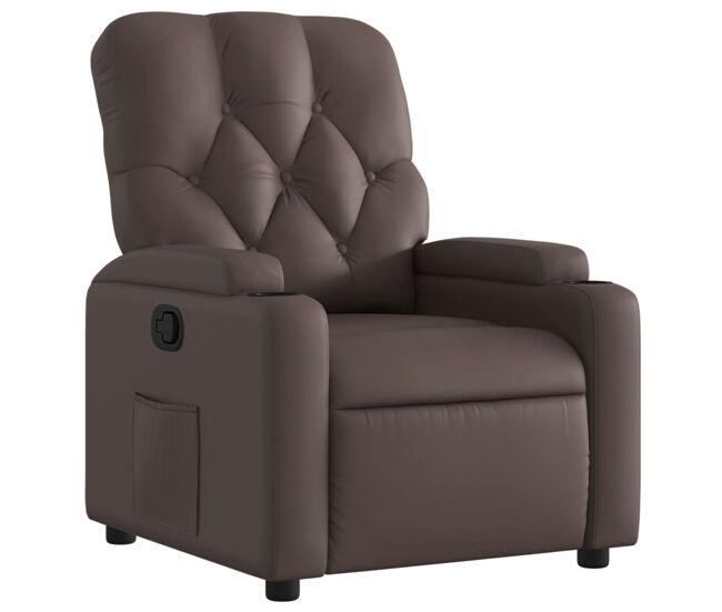 Sillón reclinable - sillón relax de cuero sintético marrón