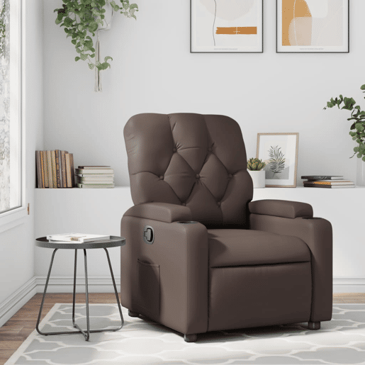 Poltrona reclinável - Poltrona relax couro artificial castanho