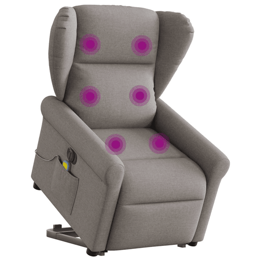 Poltrona elétrica elevatória massagens - Poltrona relax tecido cinza-acastanhado
