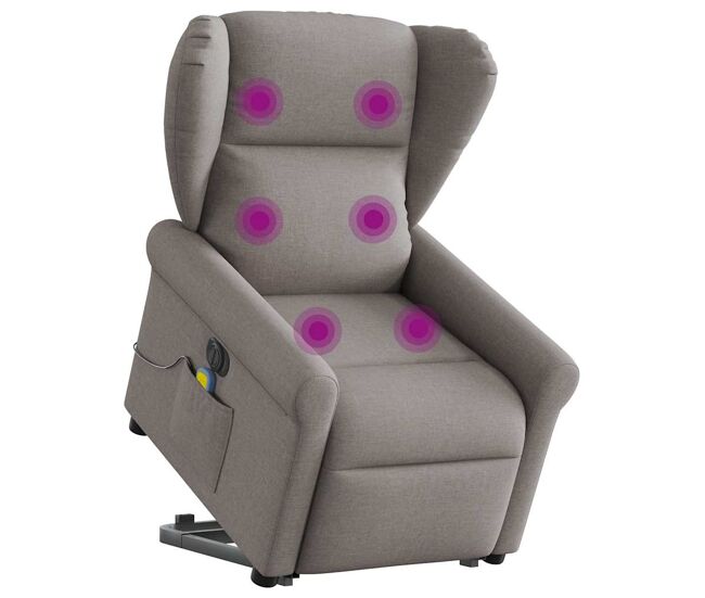 Sillón de masaje eléctrico reclinable - sillón relax elevable tela taupé