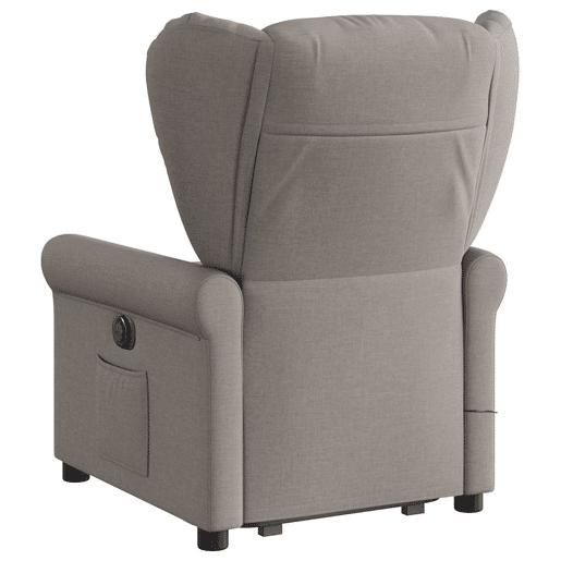 Poltrona elétrica elevatória massagens - Poltrona relax tecido cinza-acastanhado