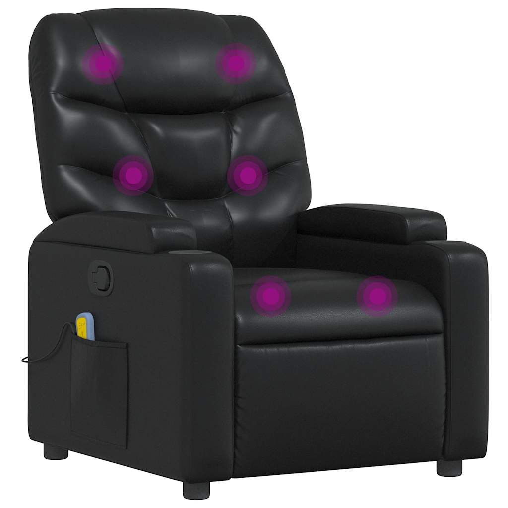Sillón de masaje reclinable - sillón relax cuero sintético negro