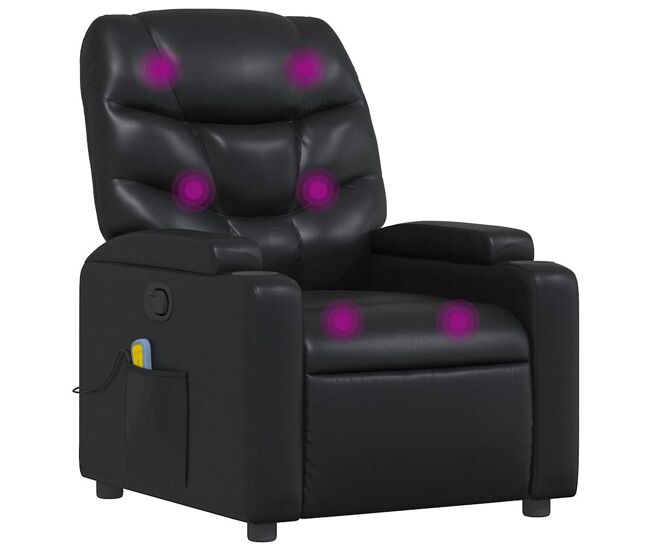 Sillón de masaje reclinable - sillón relax cuero sintético negro