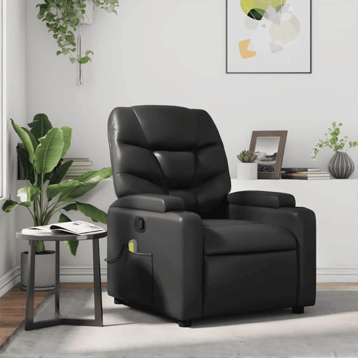 Poltrona de massagens reclinável - Poltrona relax couro artificial preto