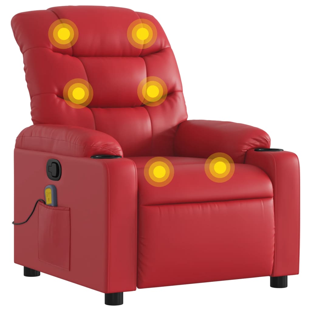 Sillón de masaje reclinable - sillón relax cuero sintético rojo