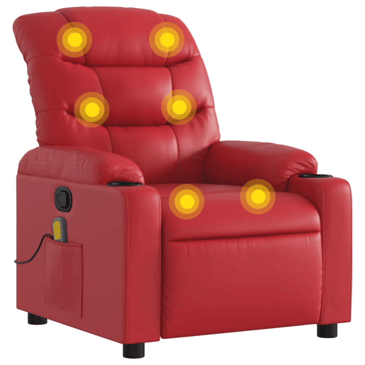 Poltrona de massagens reclinável - Poltrona relax couro artificial vermelho