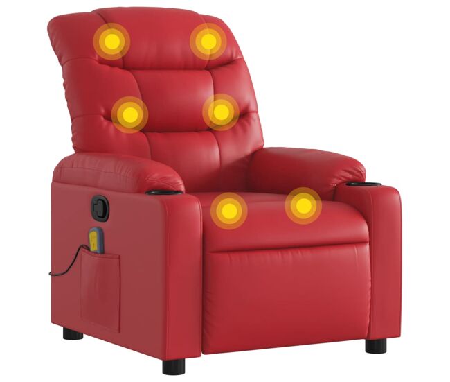 Sillón de masaje reclinable - sillón relax cuero sintético rojo
