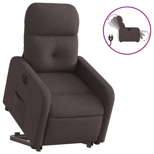 Poltrona reclinável - Poltrona relax elétrica tecido castanho-escuro