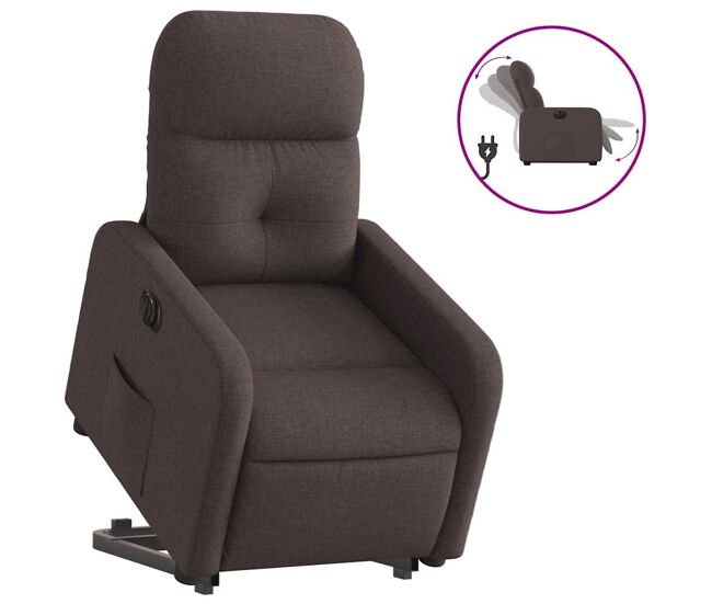 Sillón eléctrico reclinable elevable - sillón relax de tela marrón oscuro