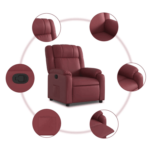 Poltrona reclinável - Poltrona relax couro artificial vermelho tinto Poltrona reclinável - Poltrona relax couro artificial vermelho tinto