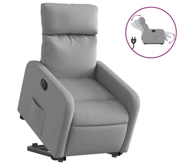 Sillón eléctrico reclinable elevable - sillón relax de tela gris claro