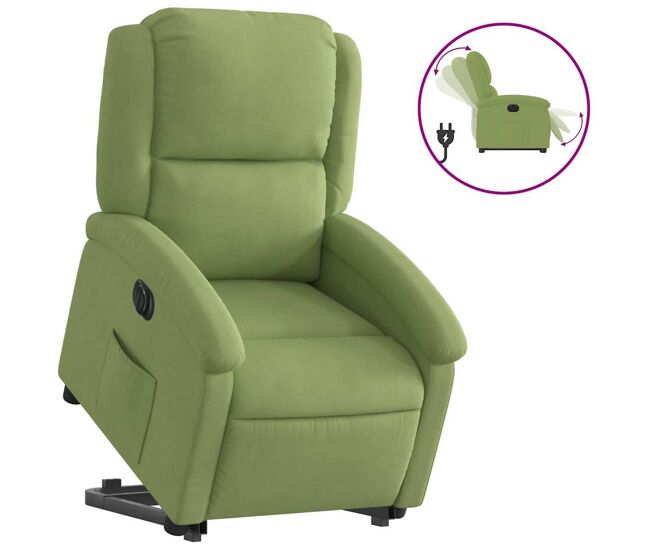 Sillón eléctrico reclinable elevable - sillón relax de terciopelo verde claro