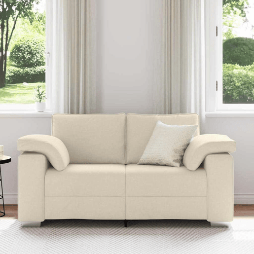 Sofá 3 lugares, Sofá fixo Bege 160 x 77 x 82 cm Tecido de mistura de linho