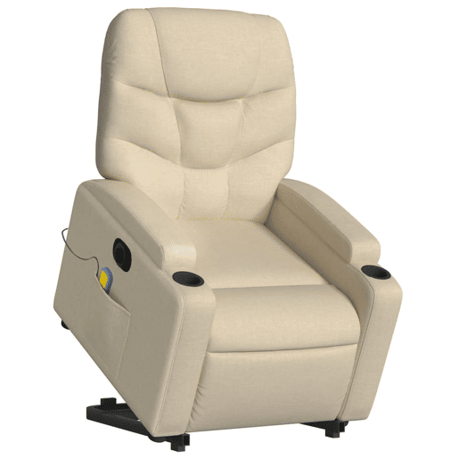 Poltrona elétrica elevatória massagens - Poltrona relax tecido creme