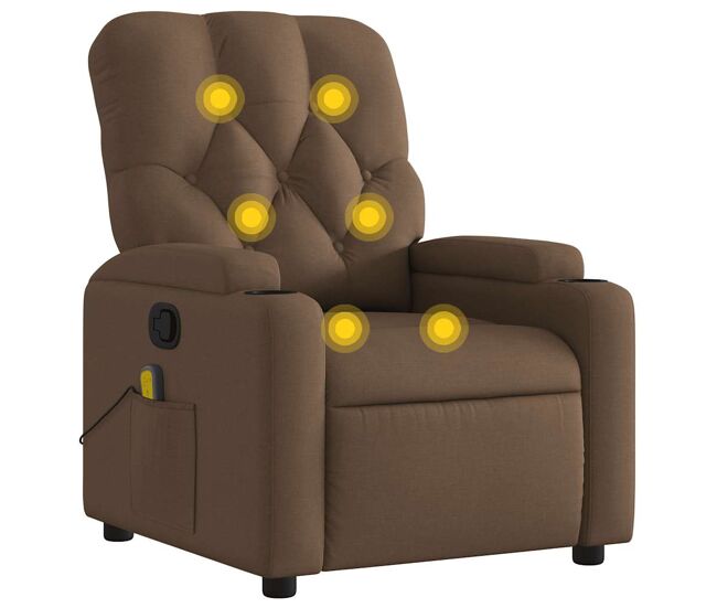 Sillón reclinable - sillón relax con masaje de tela marrón
