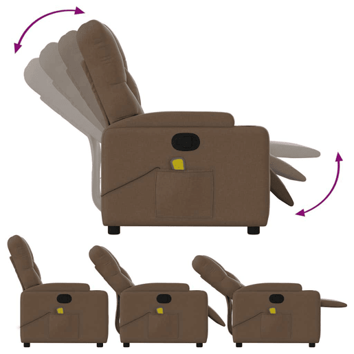 Poltrona de massagens reclinável - Poltrona relax tecido castanho