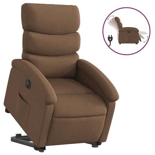 Poltrona reclinável - Poltrona relax elétrica tecido castanho