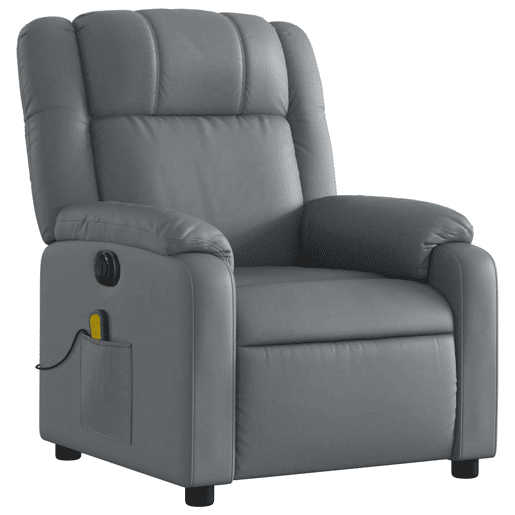 Poltrona massagens reclinável - Poltrona relax elétrica couro artif. cinzento