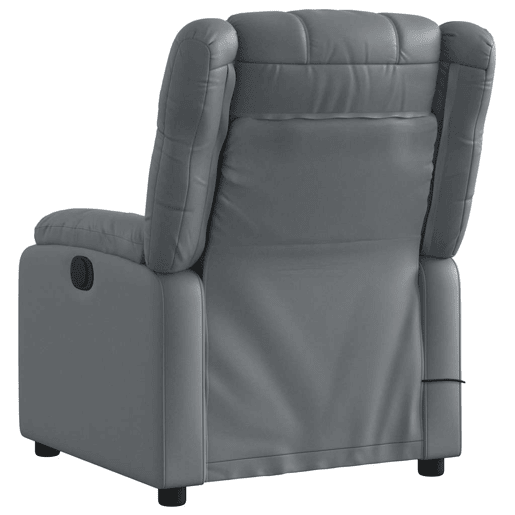 Poltrona massagens reclinável - Poltrona relax elétrica couro artif. cinzento