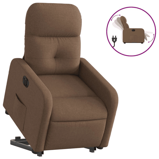 Poltrona reclinável - Poltrona relax elétrica tecido castanho